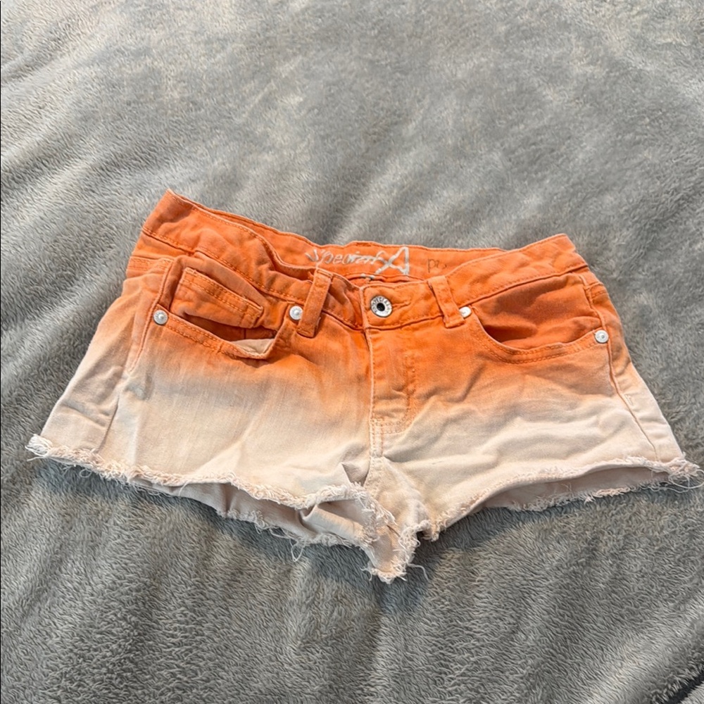 ‼️3/$20‼️ Orange and White Jean Shorts with Ombre Effect